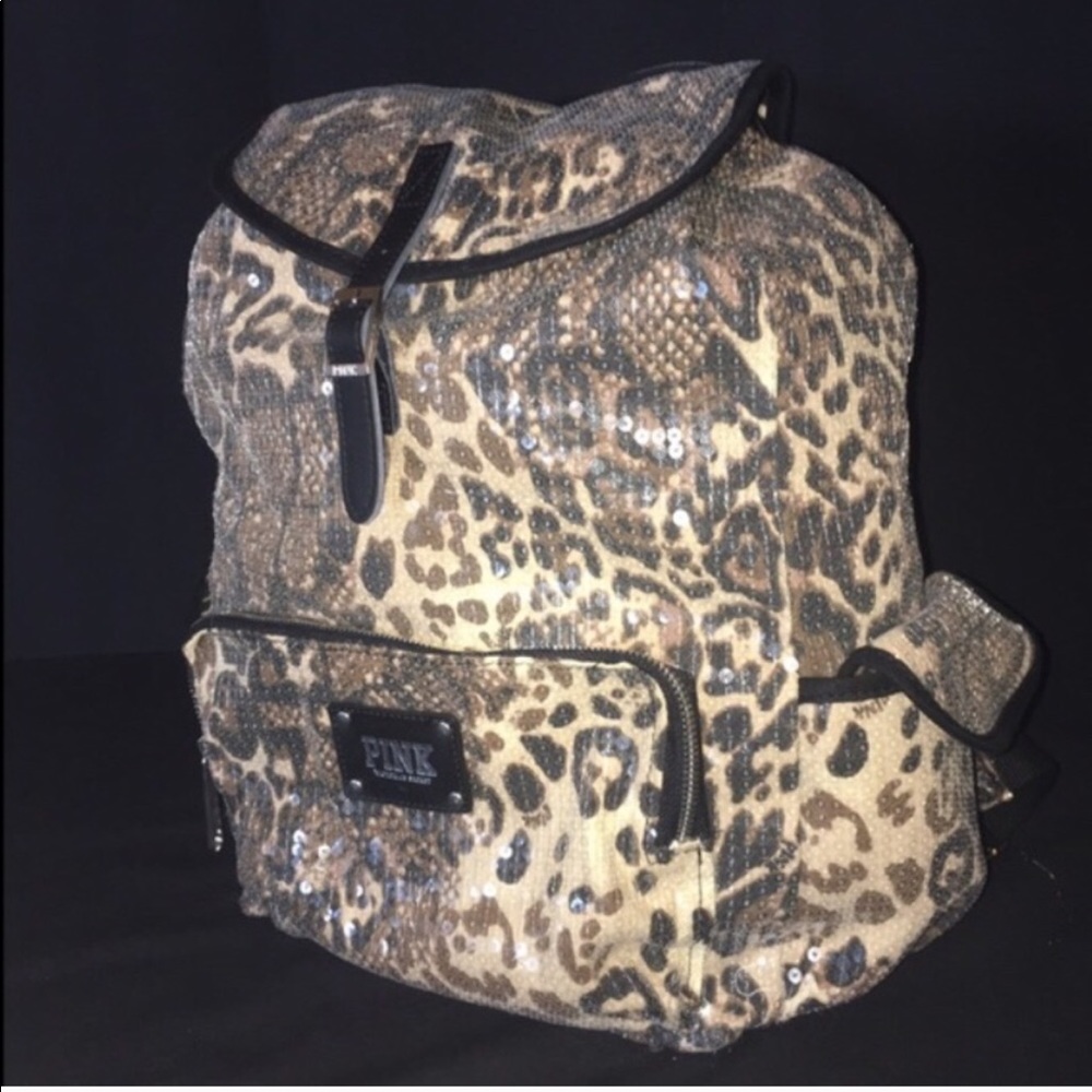 Victoria secret cheetah sequin backpack